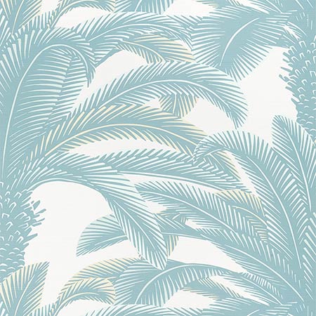T13909 QUEEN PALM Spa Blue Thibaut Wallpaper