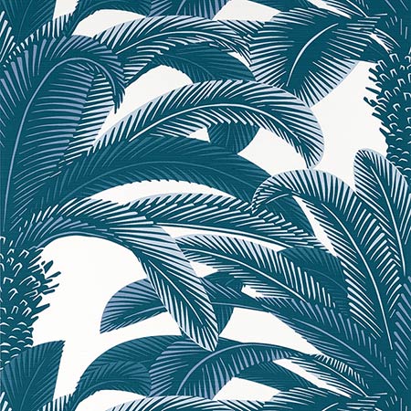 T13910 QUEEN PALM Navy Thibaut Wallpaper