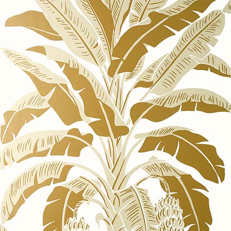 T13919 BANANA TREE Metallic Gold Thibaut Wallpaper