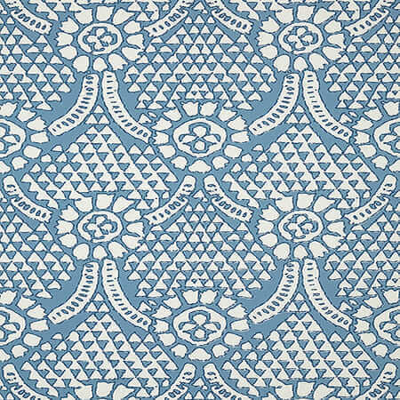 T14314 CHAMOMILE Blue And White Thibaut Wallpaper