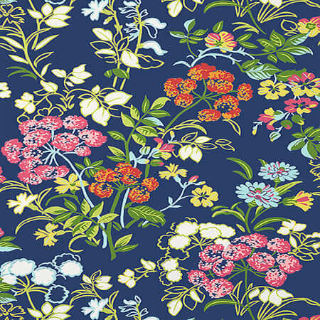 T14337 SPRING GARDEN Navy Thibaut Wallpaper