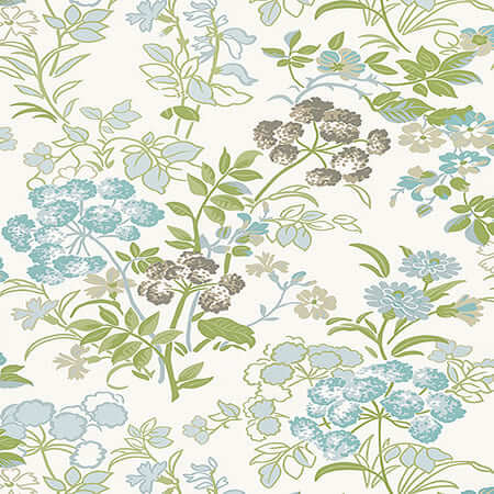 T14339 SPRING GARDEN Spa Blue Thibaut Wallpaper