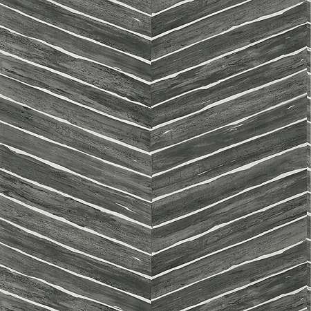 T14574 WOOD HERRINGBONE Charcoal Thibaut Wallpaper