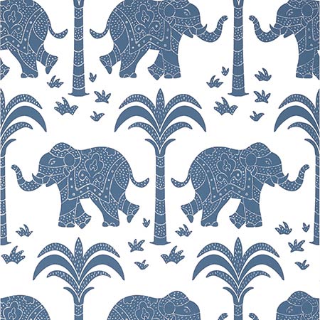 T16200 ELEPHANT Navy Thibaut Wallpaper