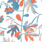T16207 MATISSE LEAF French Blue And Coral Thibaut Wallpaper