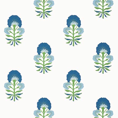 T16215 TYBEE BUD Green And Blue Thibaut Wallpaper