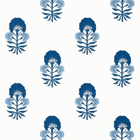 T16217 TYBEE BUD Blue And White Thibaut Wallpaper