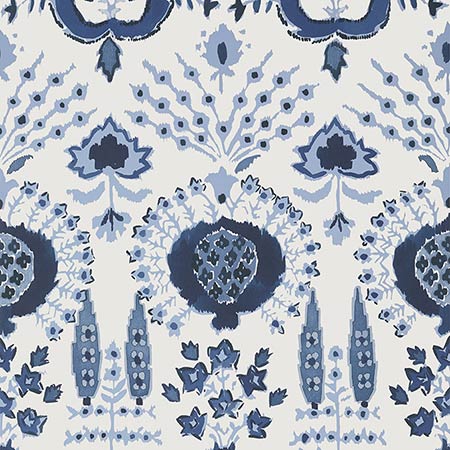 T16239 MENDOZA SUZANI Blue And White Thibaut Wallpaper