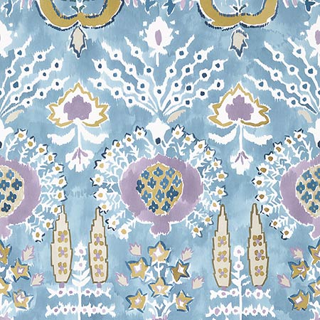 T16244 MENDOZA SUZANI French Blue And Lavender Thibaut Wallpaper