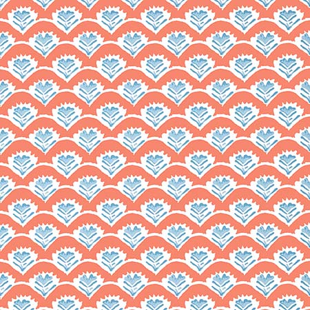 T16254 EMILY Coral And Blue Thibaut Wallpaper