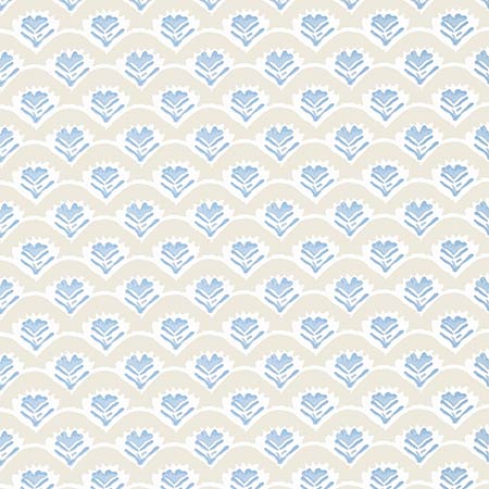 T16256 EMILY Beige And Blue Thibaut Wallpaper