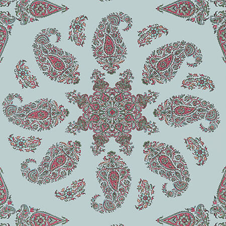 T36431 EAST INDIA Raspberry And Teal Thibaut Wallpaper