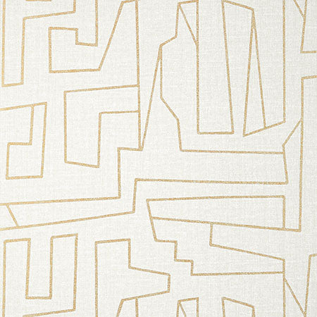 T41029 MATRIX Metallic Gold On Beige Thibaut Wallpaper