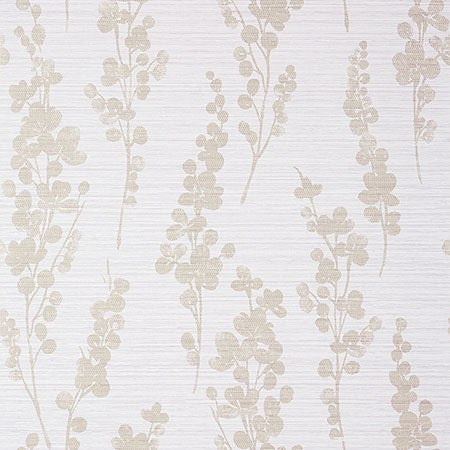 T41052 SPRING BLOOMS Metallic Pewter On Lavender Thibaut Wallpaper