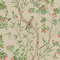 T42009 CLAIRE Coral And Green Thibaut Wallpaper