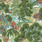 T42022 PAGODA TREES Coral And Green Thibaut Wallpaper