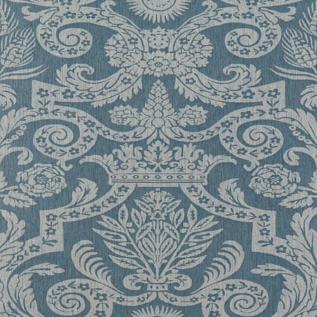 T6029 HARVARD DAMASK Pearl On Slate Blue Thibaut Wallpaper