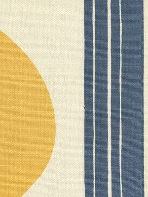 7830V-08 TETE A TETE VERTICAL Aqua Navy Inca Gold Quadrille Fabric