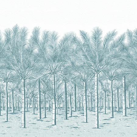 TM13949 PALM GROVE MURAL Spa Blue Thibaut Wallpaper