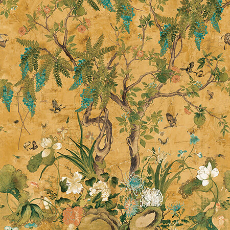 TM42052 WILD WISTERIA MURAL Ochre Thibaut Wallpaper