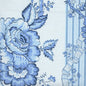 306770F-04L TOILE DES ROSES Blues on Pale Blue on Linen Quadrille Fabric