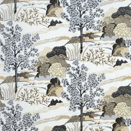 W785001 DAINTREE EMBROIDERY Grey Thibaut Fabric