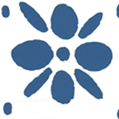 6380-09WP WILDFLOWERS II Navy On White Quadrille Wallpaper