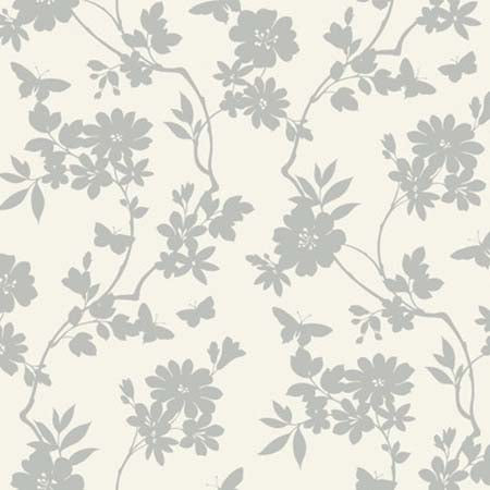 DT5023 FLUTTER VINE White Silver York Wallpaper