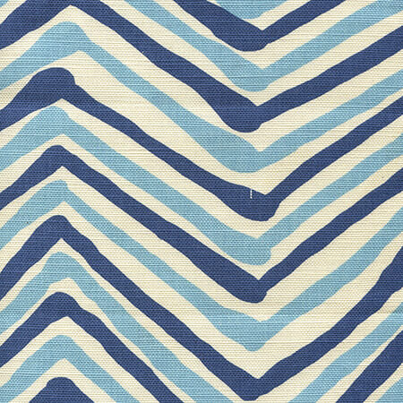 AC950-04 ZIG ZAG MULTI COLOR New Blue Navy on Tint Quadrille Fabric