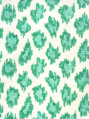 7325-04W ZIZI LEOPARD Aqua on White Quadrille Fabric