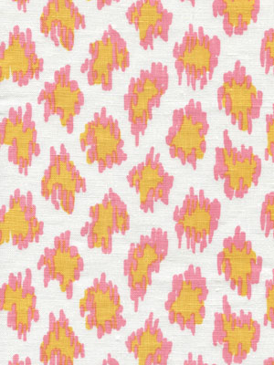 7325-03W ZIZI LEOPARD Pinks Yellow on White Quadrille Fabric