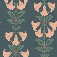 117/3009-CS Angels Trumpet Coral & Viridian On Ink Cole & Son Wallpaper