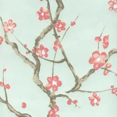 306500W-05WP CHERRY BRANCH Pale Celadon Pink Taupe Brown Quadrille Wallpaper