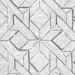 6280-05WP PARQUETRY Gray Silver On Almost White Quadrille Wallpaper