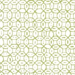 6450-04WWP MELONG BATIK Jungle Green On White Quadrille Wallpaper