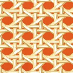 6480WP-01 CLUB CANE Cream Taupe Orange Quadrille Wallpaper