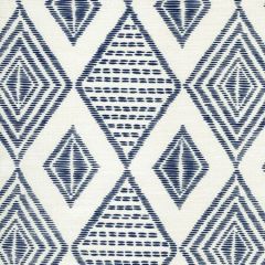 AC850-09 SAFARI EMBROIDERY New Navy on Tint Quadrille Fabric