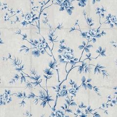 AI41902 Great Wall Floral Metallic Silver and Sky Blue Seabrook Wallpaper