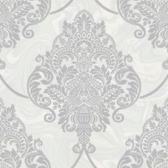 AW70806 Puff Damask Silver Glitter and Off-White Seabrook Wallpaper