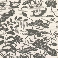 BW45089-1 Heron & Lotus Flower Black White GP & J Baker Wallpaper