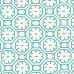 8150WP-01 CEYLON BATIK Turquoise On Almost White Quadrille Wallpaper