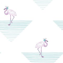 DA61709 Dancing Flamingo Teal and Lilac Seabrook Wallpaper