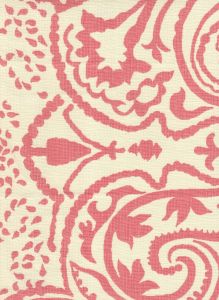 HC1880C-06 INDOCHINE PAISLEY Pink on Cream Quadrille Fabric