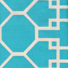 300422F BRIGHTON REVERSE Turquoise on Tint Quadrille Fabric