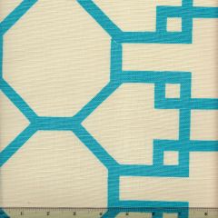 300402F BRIGHTON Turquoise on Tint Quadrille Fabric