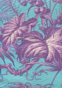 306273FLC TROPIQUE MULTI BLOTCH Multi Purple Turquoise on cotton/linen Quadrille Fabric