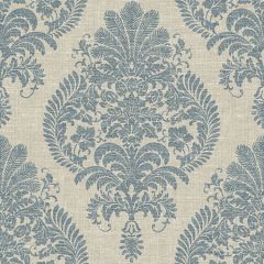 LN10402 Antigua Damask Air Force Blue and Alabaster Seabrook Wallpaper