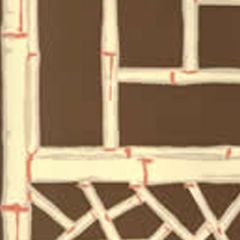 6020W-01 LYFORD TRELLIS Brown Cream Beige Terracotta Quadrille Wallpaper