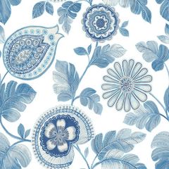 RY31202 Calypso Paisley Leaf Blue Oasis and Ivory Seabrook Wallpaper