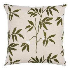 SO8043005 LILLIA EMBROIDERY Schumacher Pillow-20" x 20"-Olive On Neutral